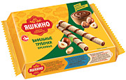 Вафельные трубочки с шоколадно-ореховой начинкой. Вес 190г. Яшкино.35=шт.